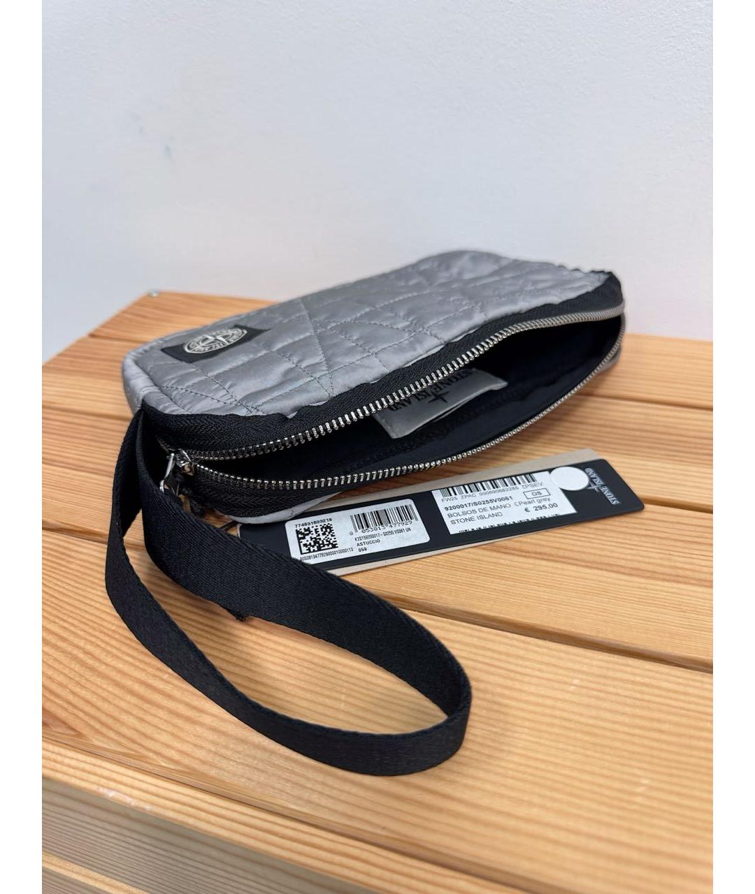 STONE ISLAND Серебряная синтетическая барсетка, фото 4