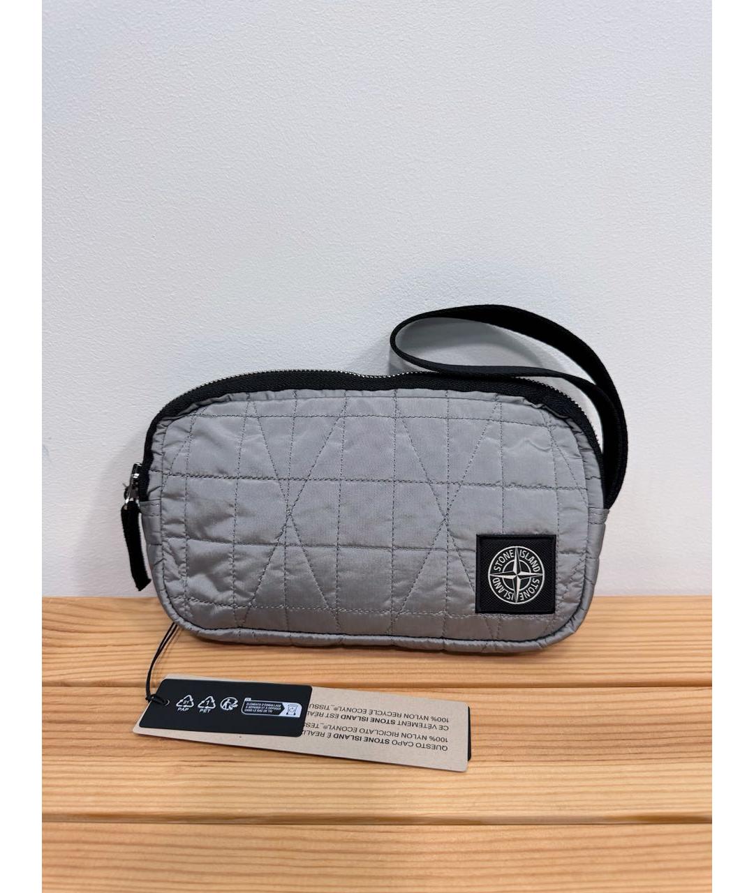 STONE ISLAND Серебряная синтетическая барсетка, фото 6