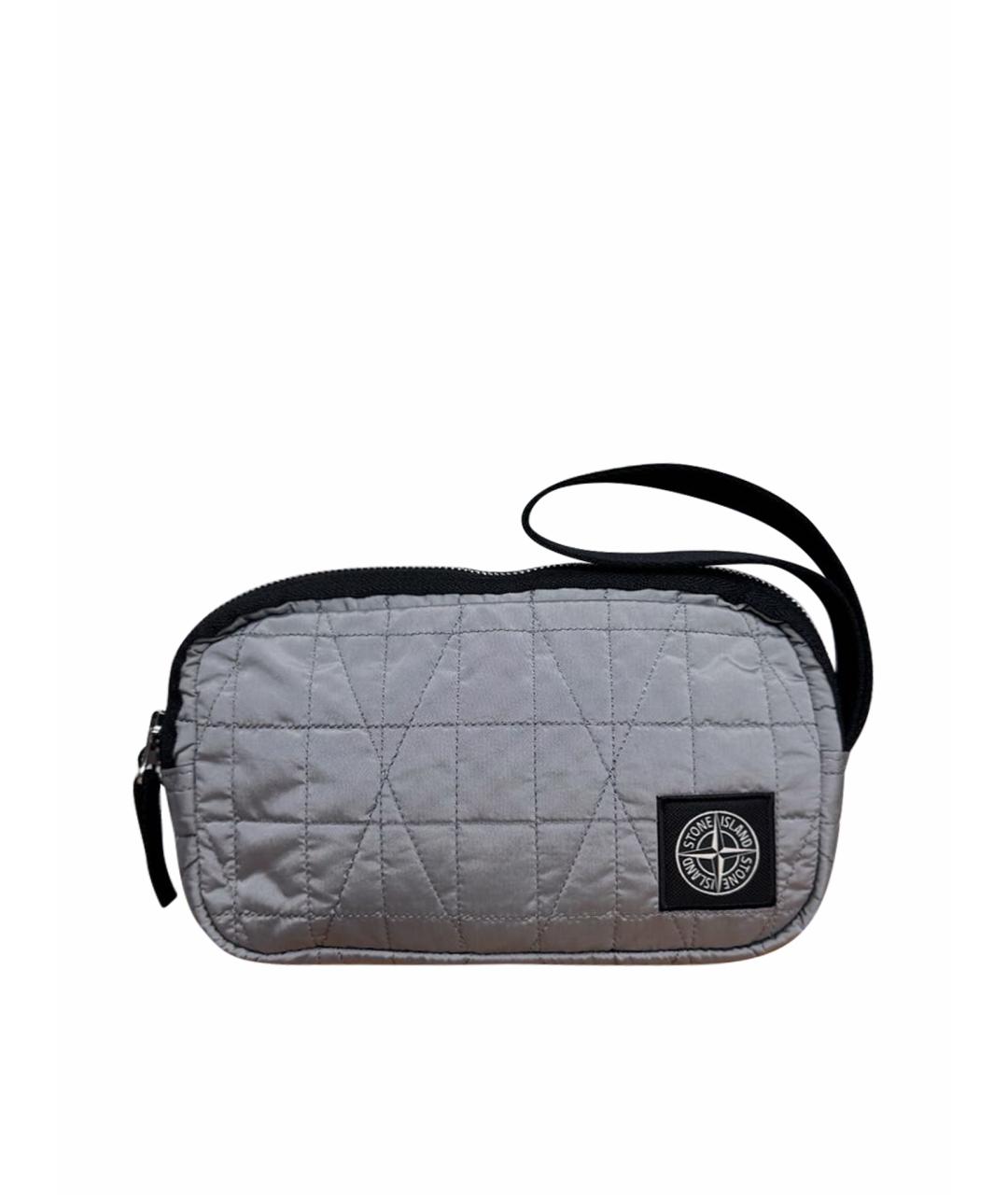 STONE ISLAND Серебряная синтетическая барсетка, фото 1