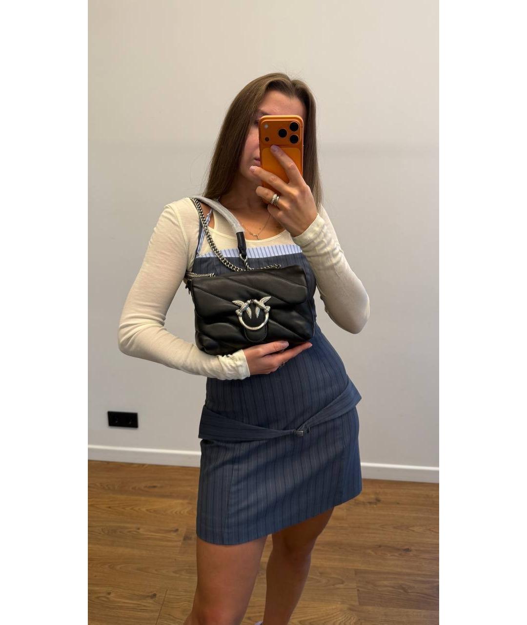 PINKO Черная кожаная сумка через плечо, фото 4