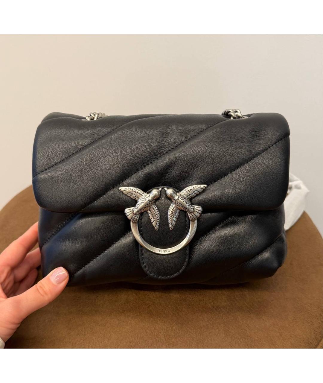 PINKO Черная кожаная сумка через плечо, фото 2