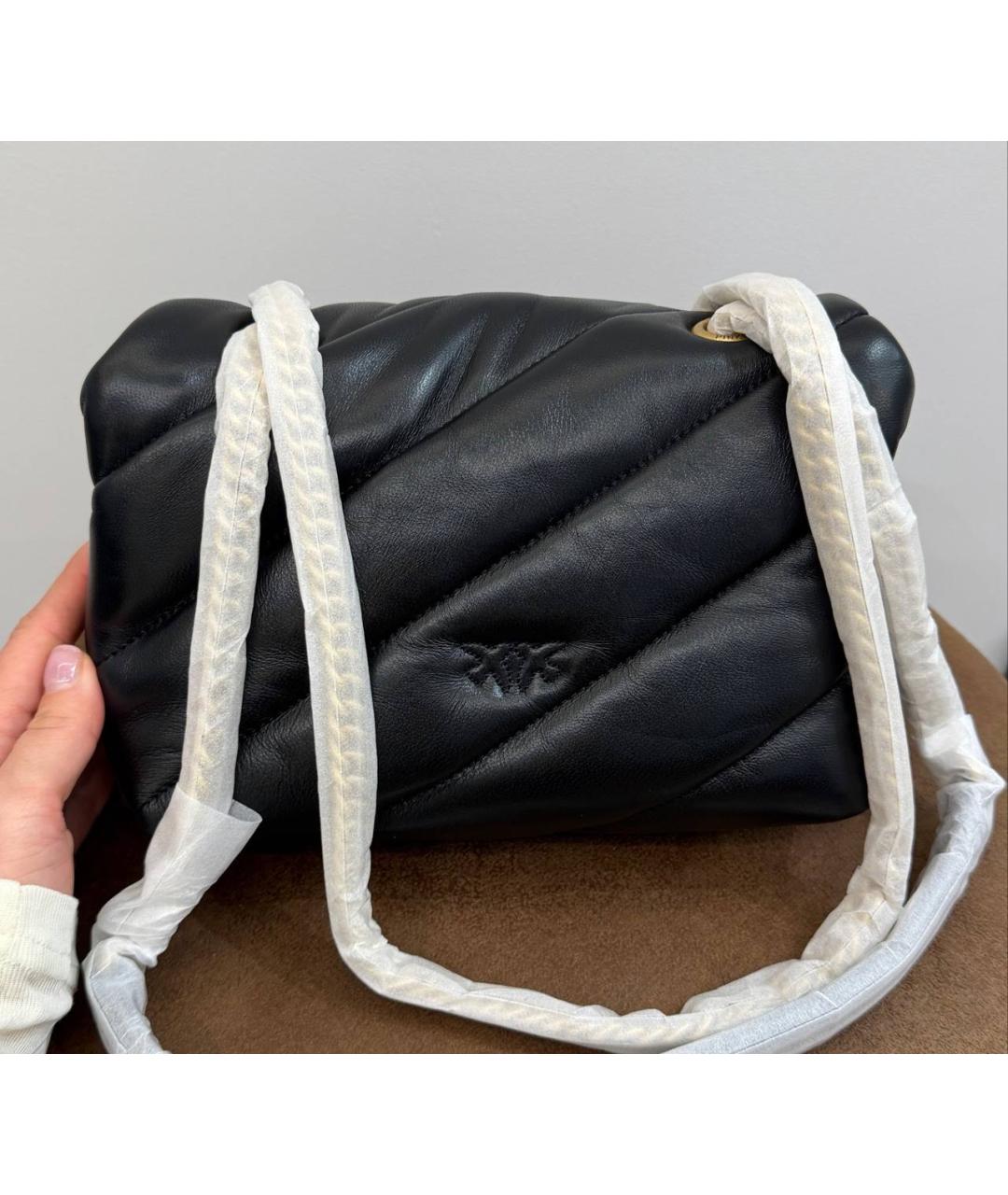 PINKO Черная кожаная сумка через плечо, фото 4