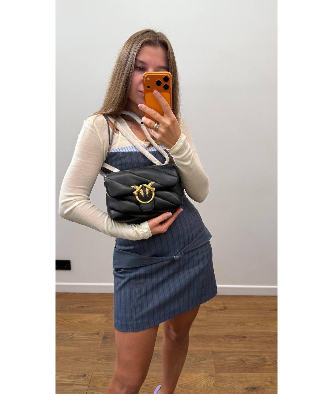 PINKO Черная кожаная сумка через плечо, фото 3