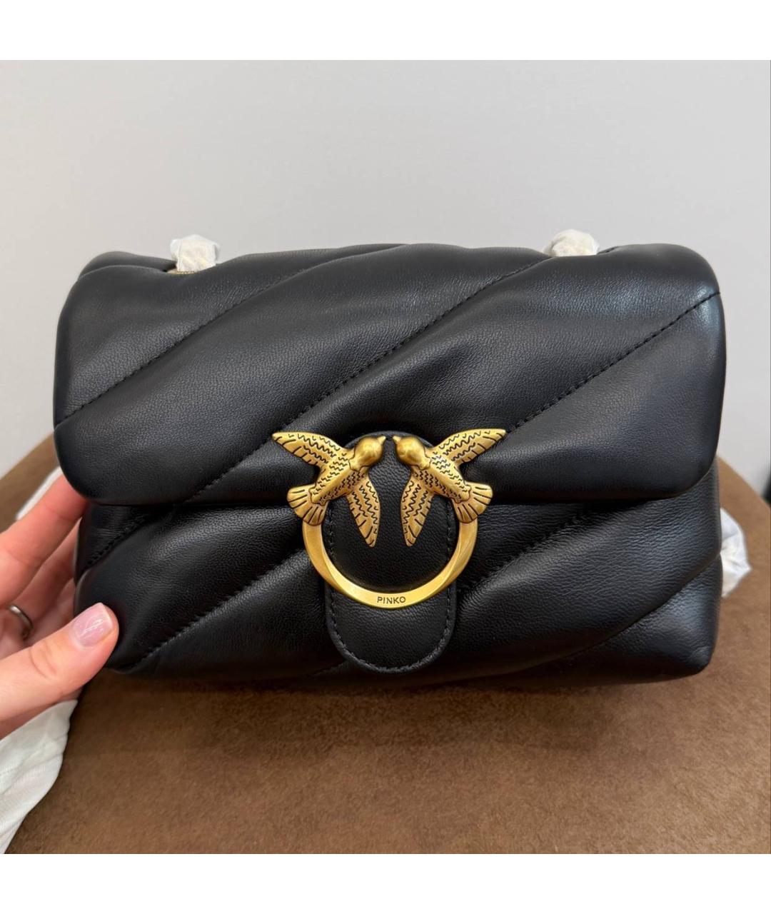 PINKO Черная кожаная сумка через плечо, фото 2