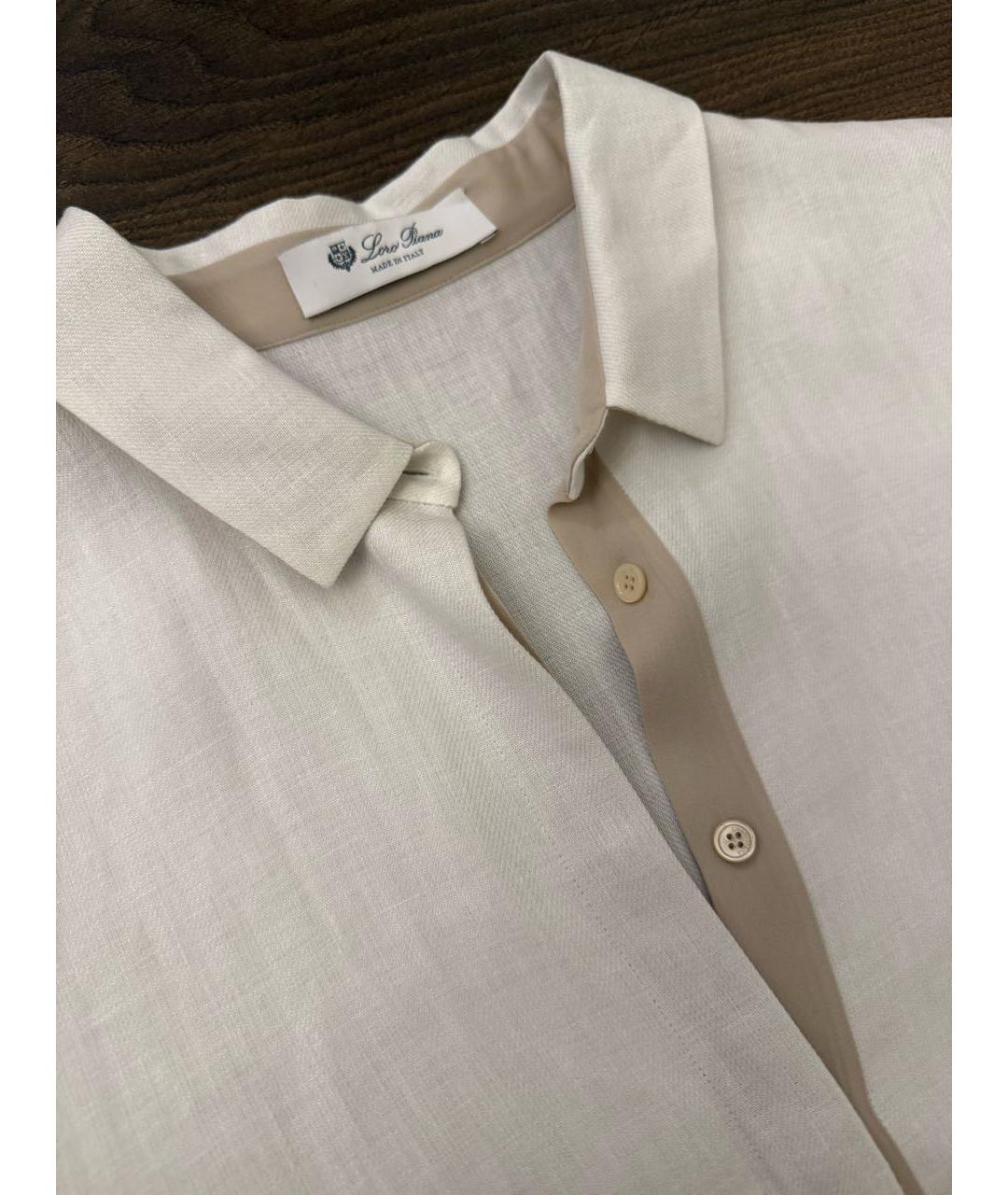 LORO PIANA Белое льняное повседневное платье, фото 7