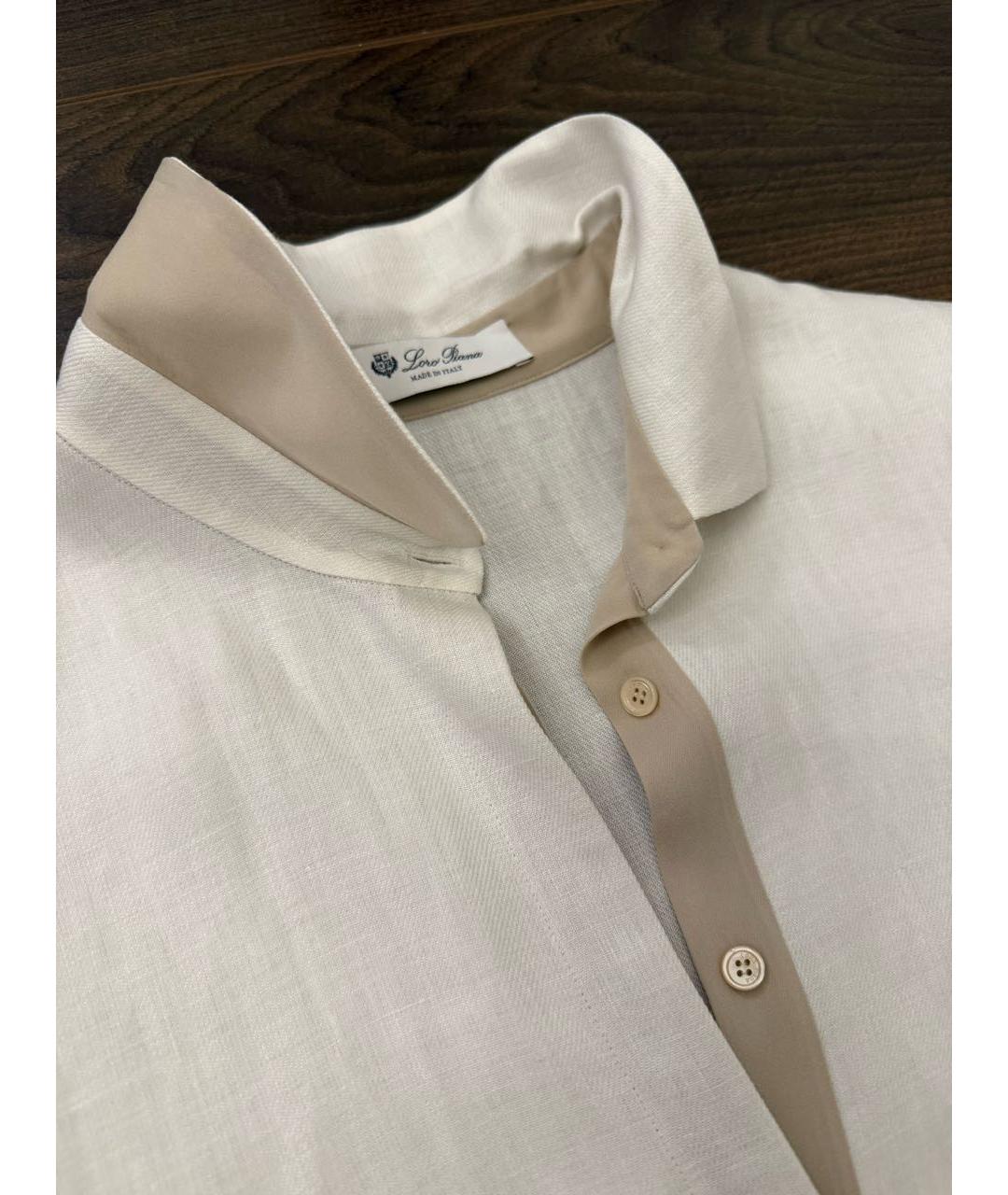 LORO PIANA Белое льняное повседневное платье, фото 8