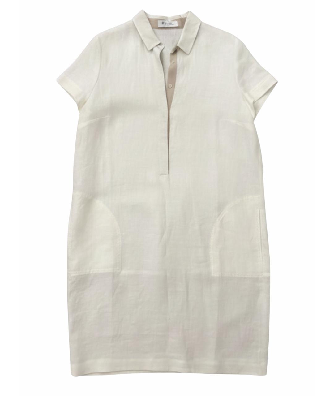 LORO PIANA Белое льняное повседневное платье, фото 1