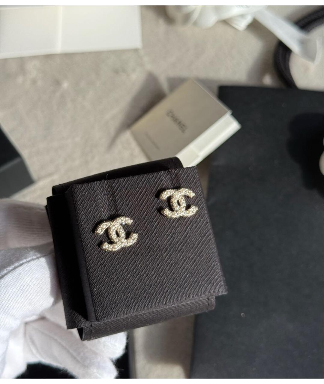 CHANEL Серебряные металлические серьги, фото 2