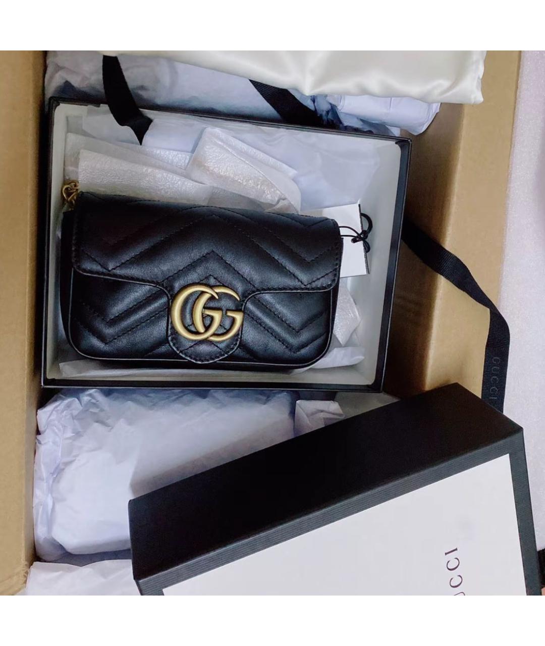 GUCCI Черная кожаная сумка через плечо, фото 2