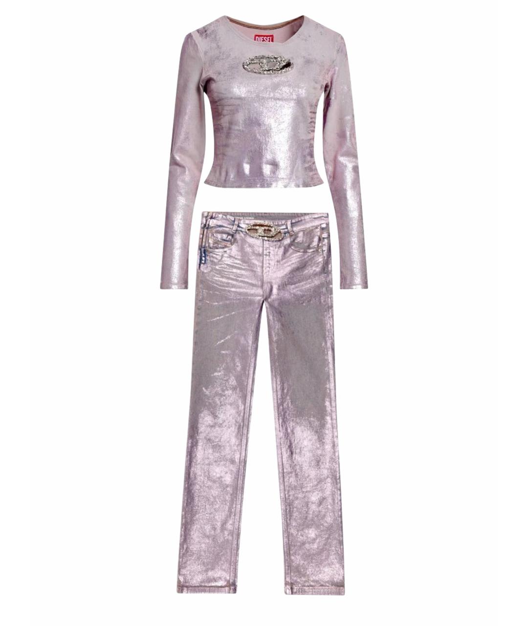 DIESEL Розовый хлопко-эластановый костюм с брюками, фото 1