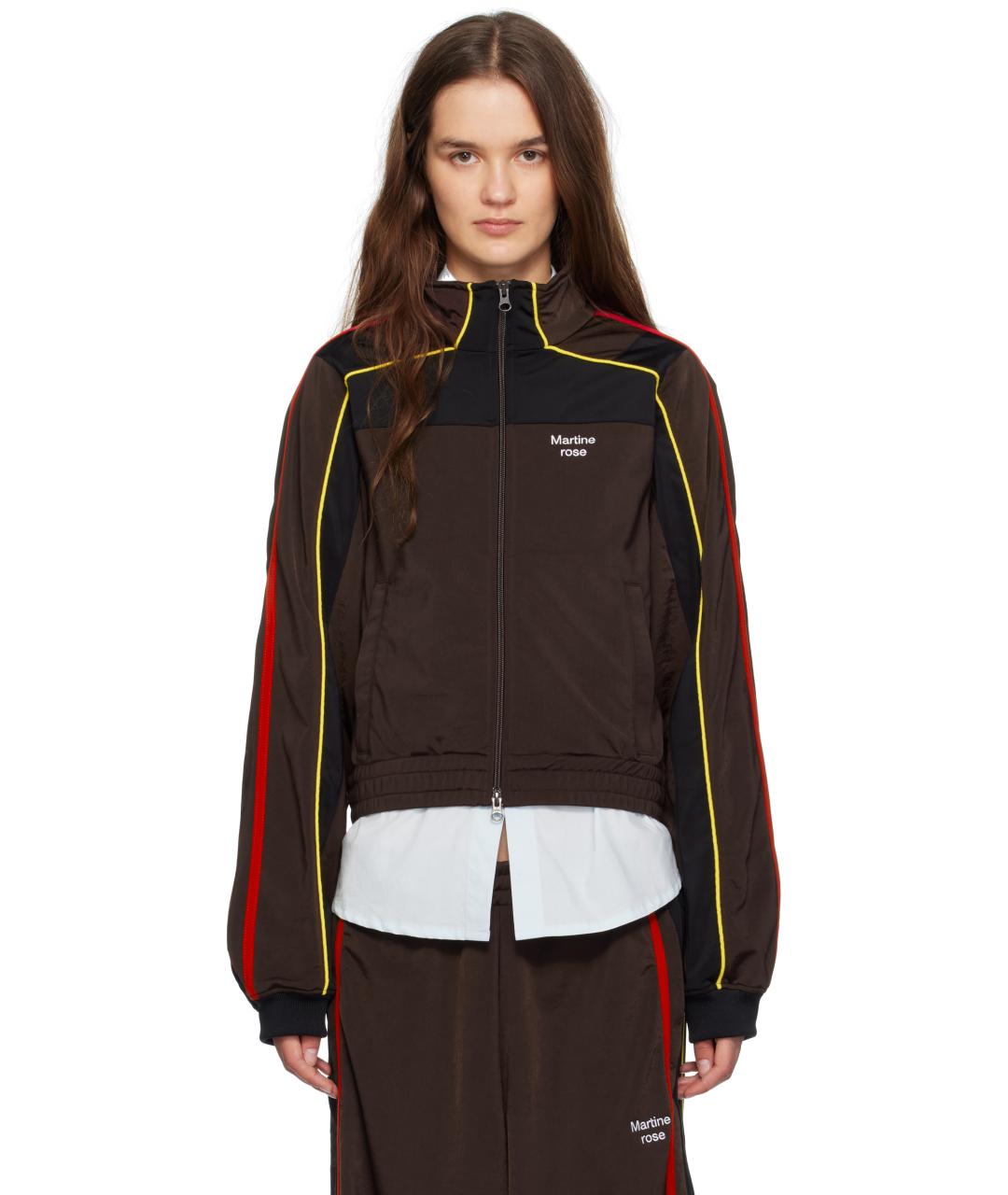 MARTINE ROSE Коричневая полиэстеровая спортивная куртка, фото 2