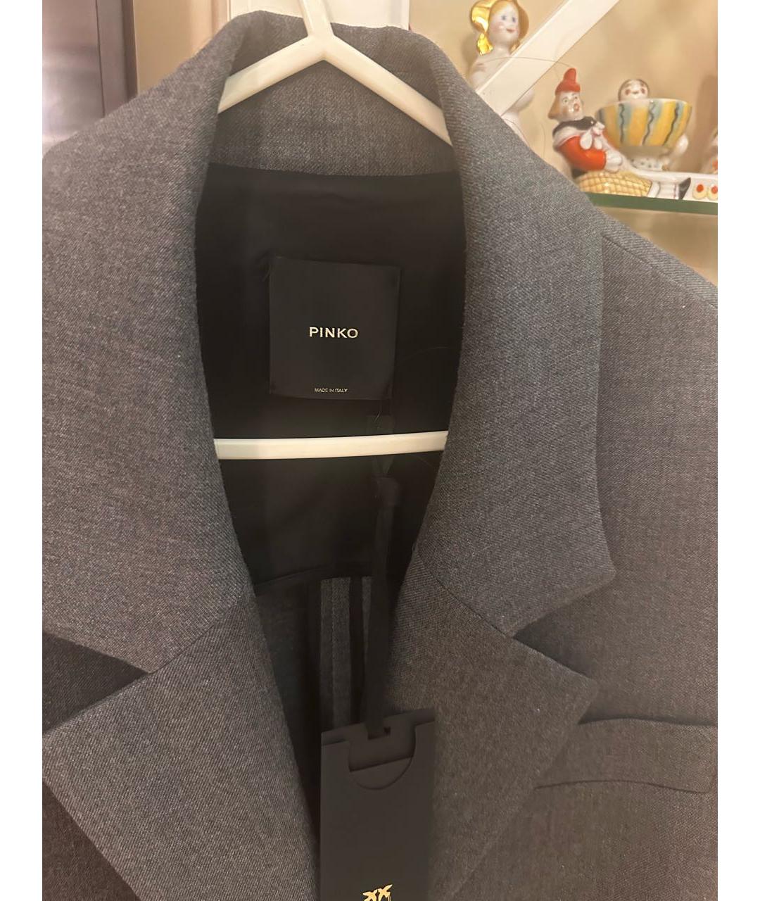PINKO Антрацитовый шерстяной жакет/пиджак, фото 2