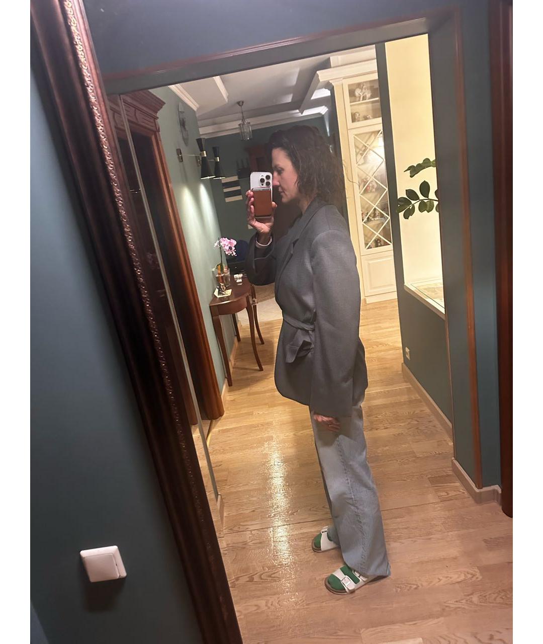 PINKO Антрацитовый шерстяной жакет/пиджак, фото 5