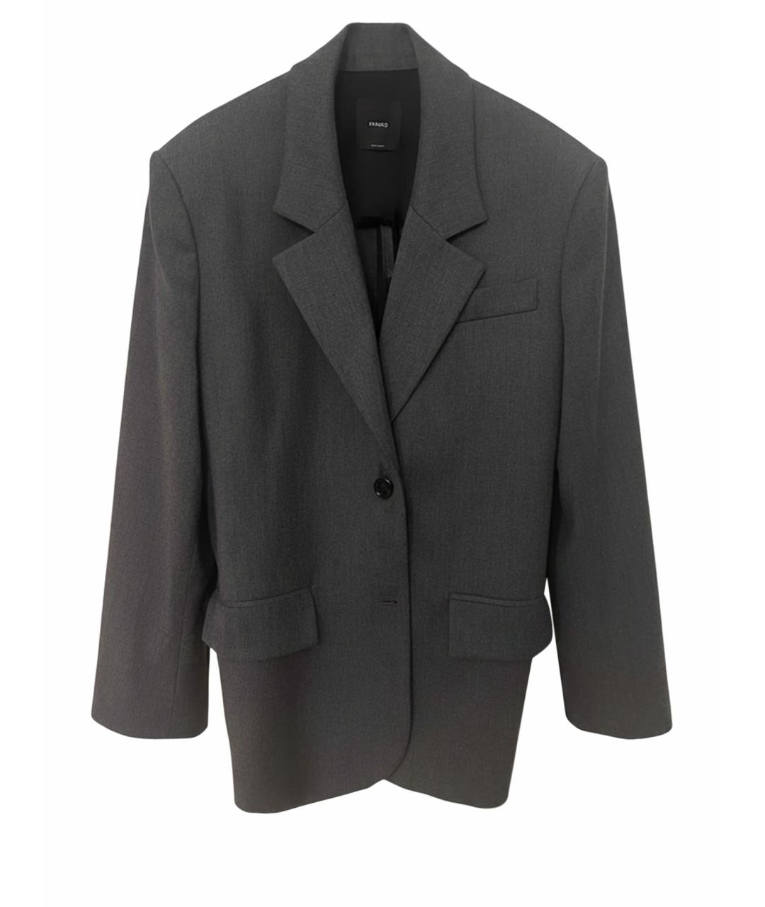PINKO Антрацитовый шерстяной жакет/пиджак, фото 1