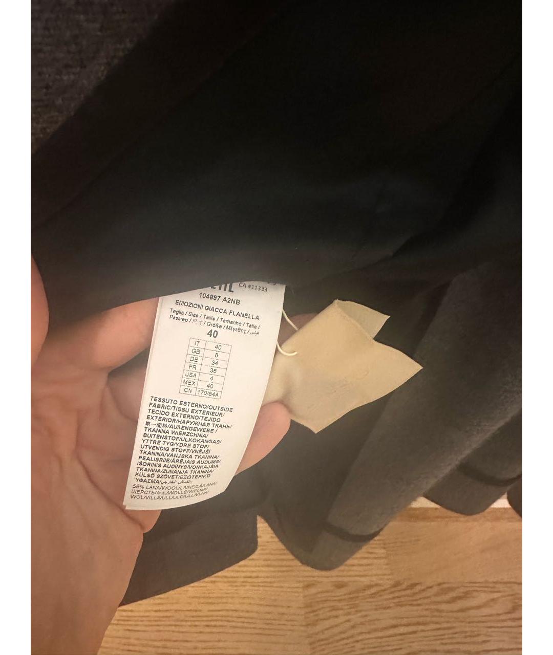 PINKO Антрацитовый шерстяной жакет/пиджак, фото 4