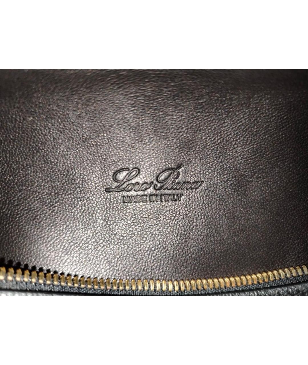 LORO PIANA Черная кожаная сумка через плечо, фото 6