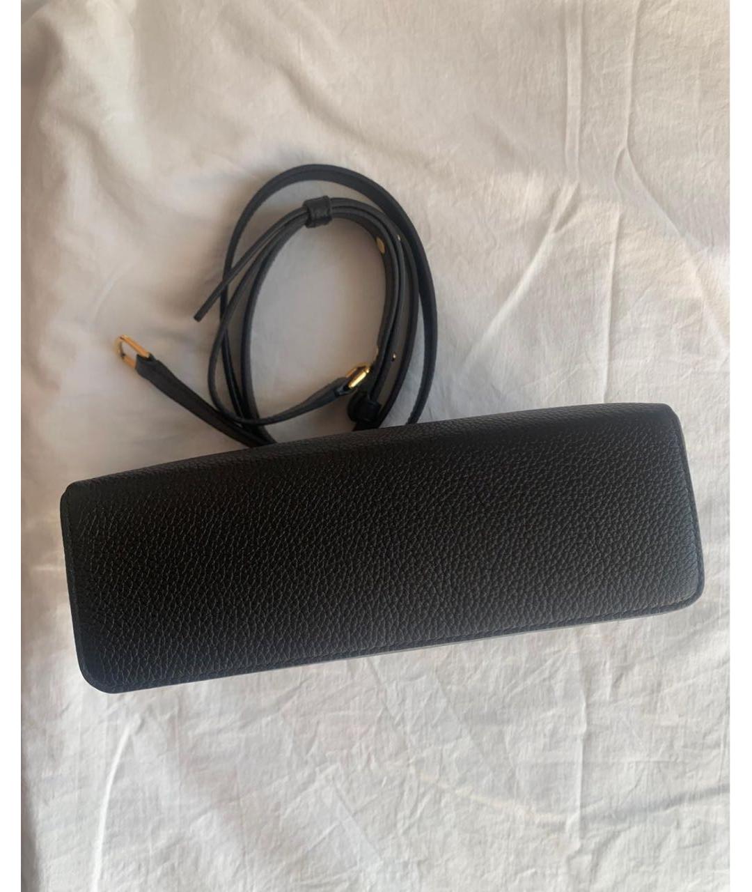 LORO PIANA Черная кожаная сумка через плечо, фото 3