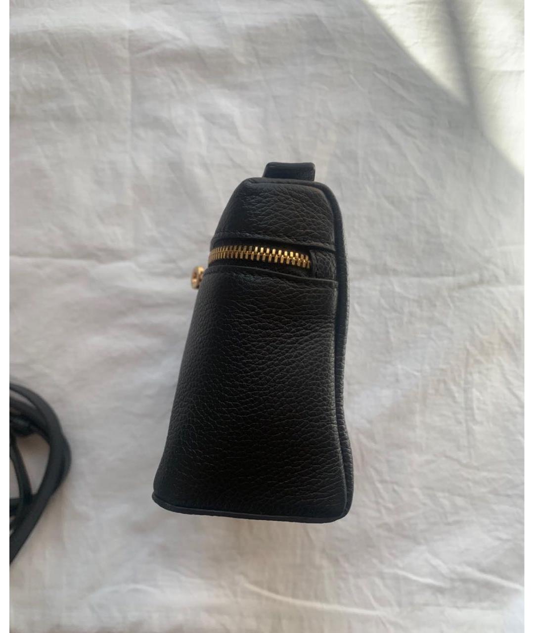 LORO PIANA Черная кожаная сумка через плечо, фото 2