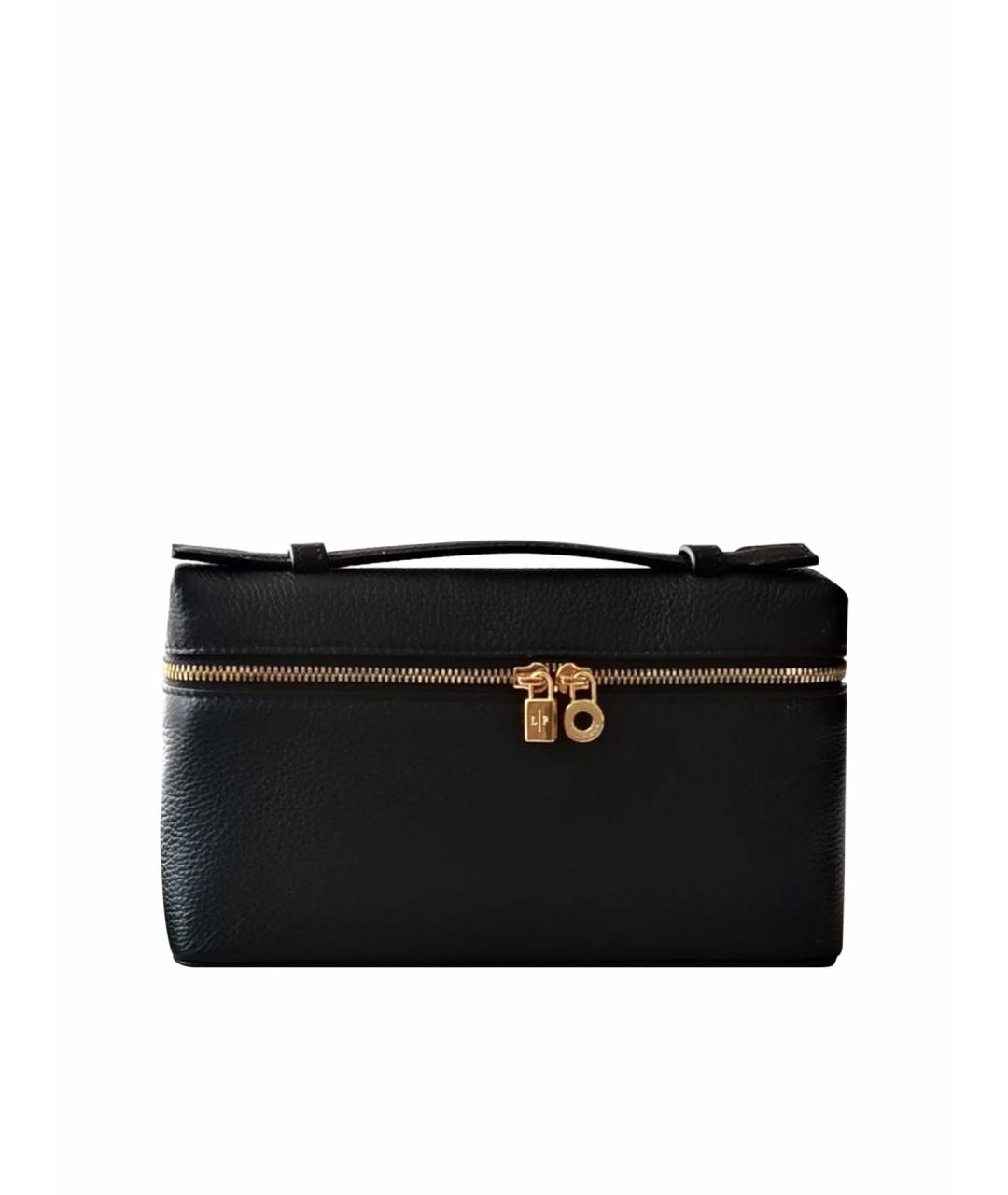 LORO PIANA Черная кожаная сумка через плечо, фото 1