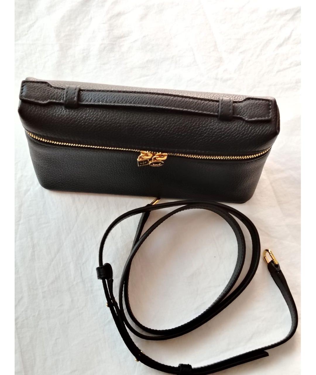 LORO PIANA Черная кожаная сумка через плечо, фото 8