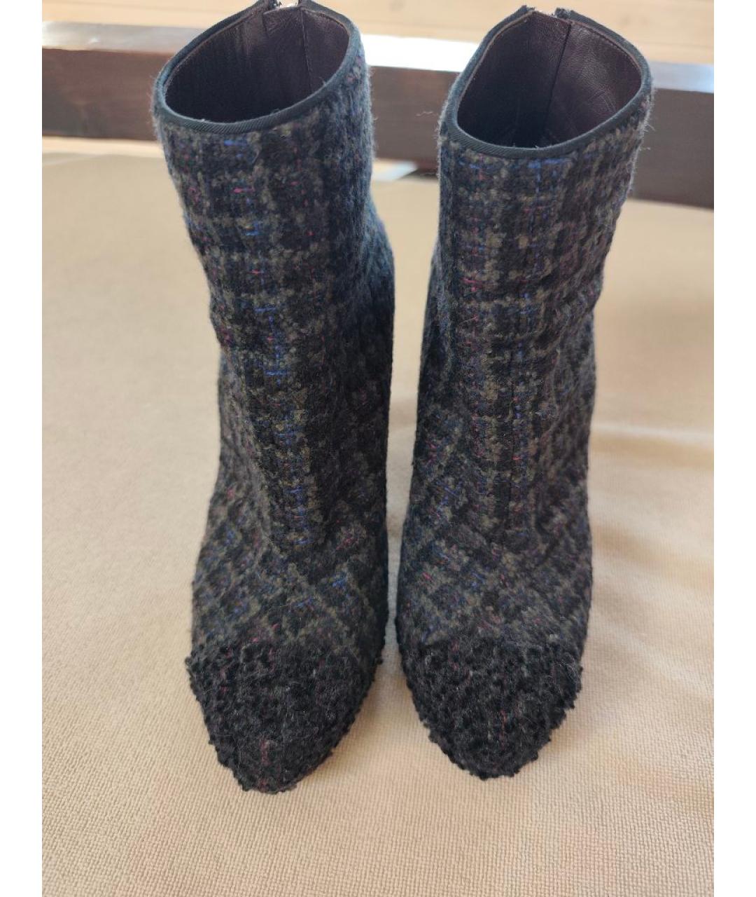 CHANEL Темно-синие текстильные ботильоны, фото 2