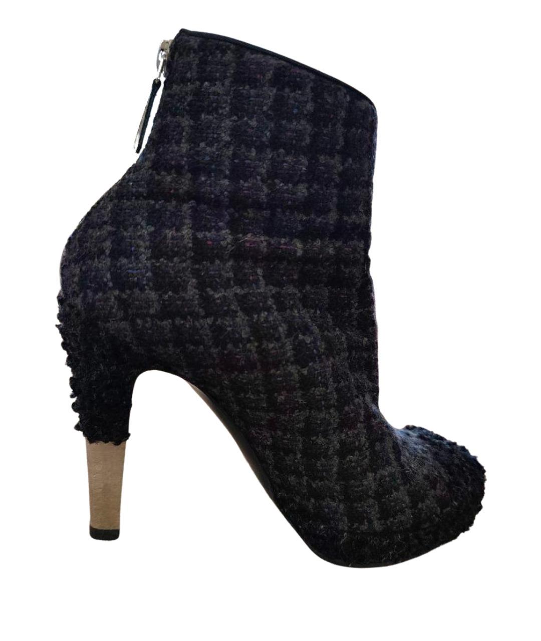 CHANEL Темно-синие текстильные ботильоны, фото 5