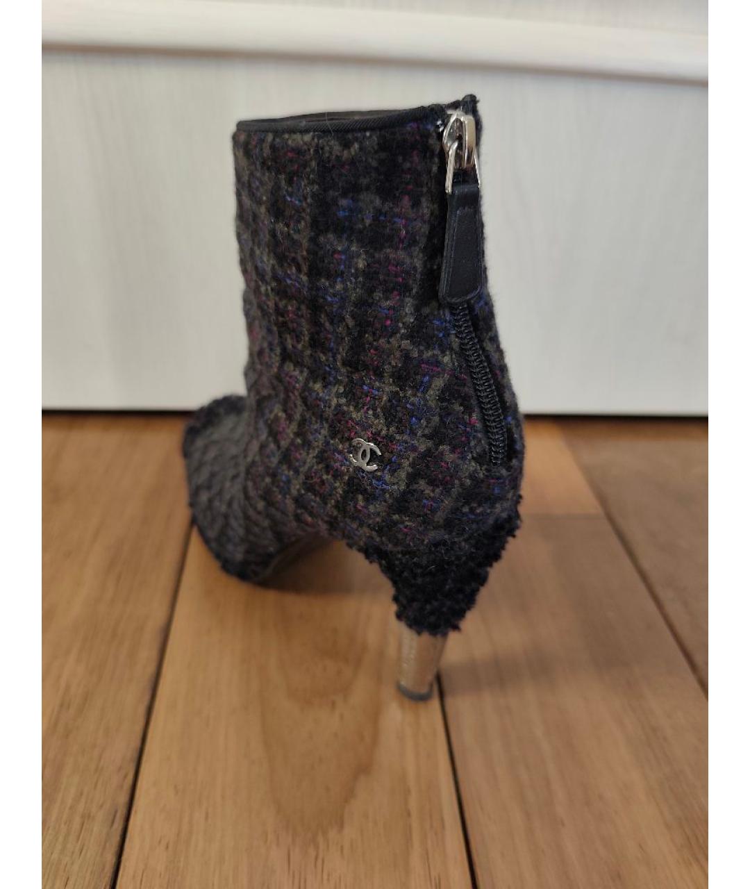 CHANEL Темно-синие текстильные ботильоны, фото 3