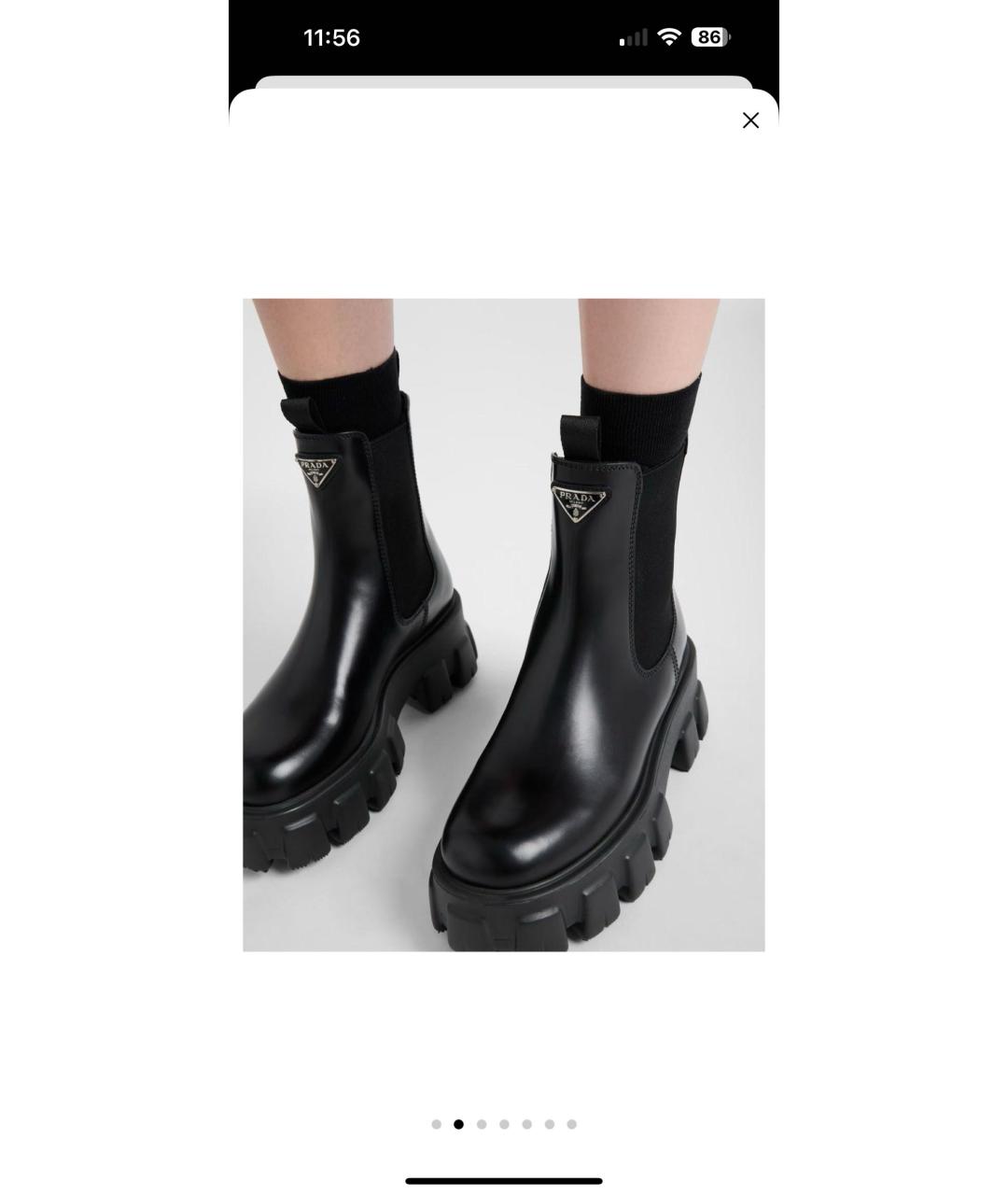 PRADA Черные кожаные ботинки, фото 6