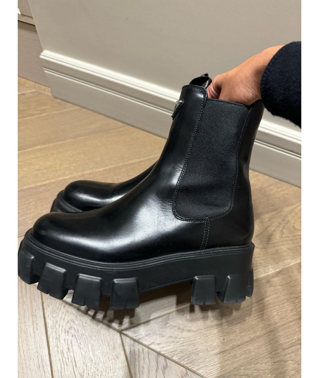 PRADA Черные кожаные ботинки, фото 7