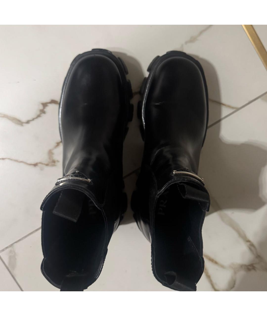 PRADA Черные кожаные ботинки, фото 3