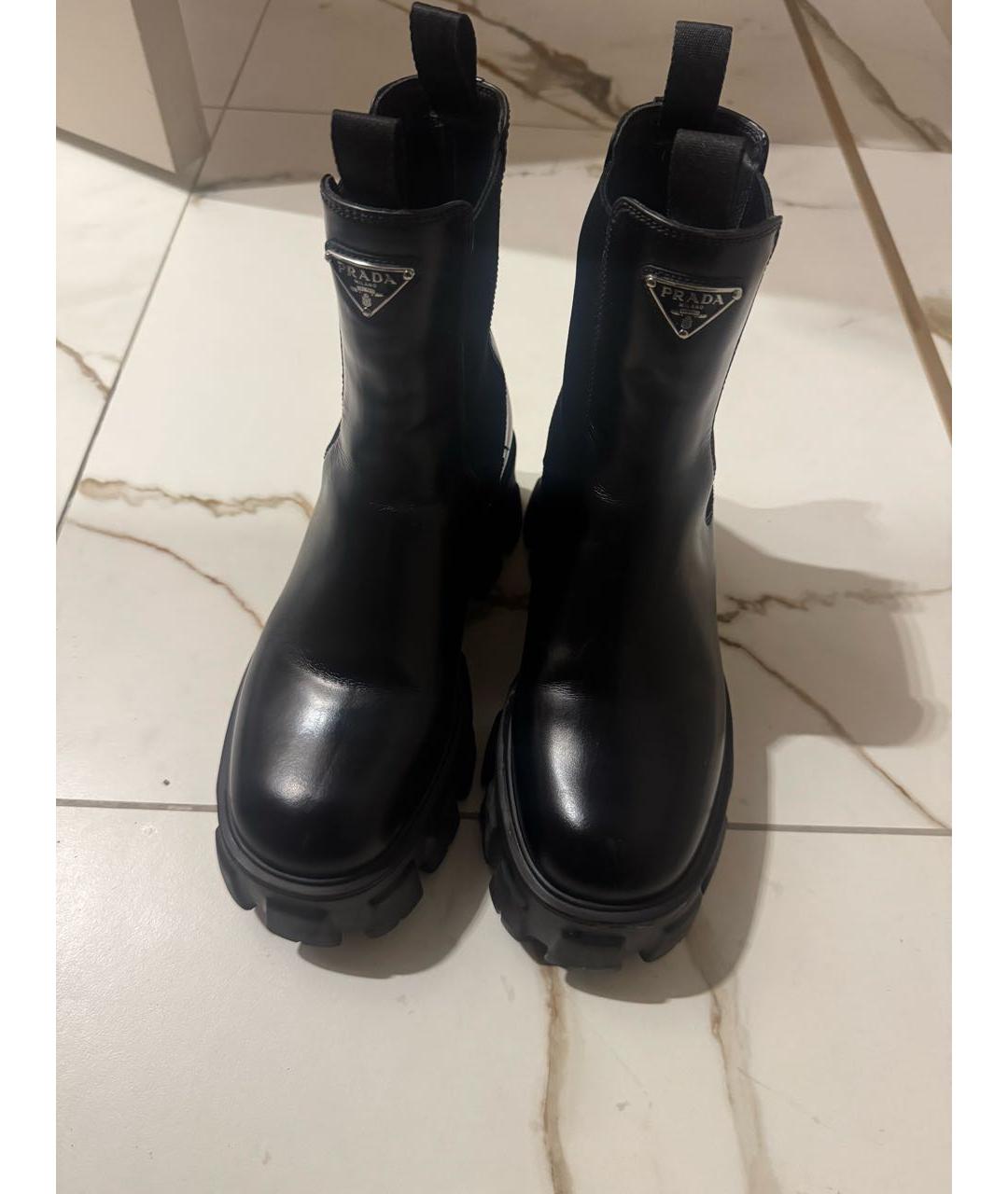 PRADA Черные кожаные ботинки, фото 2