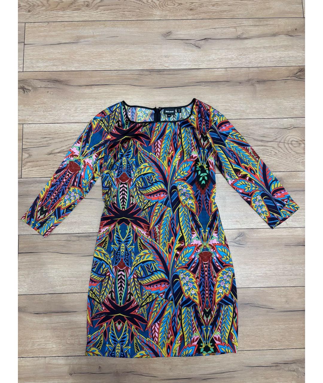 JUST CAVALLI Мульти полиэстеровое коктейльное платье, фото 7