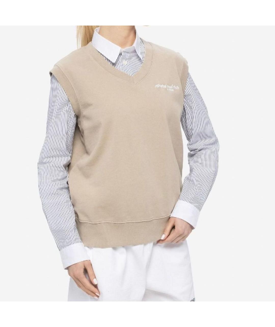 SPORTY AND RICH Бежевая хлопковая жилетка, фото 4