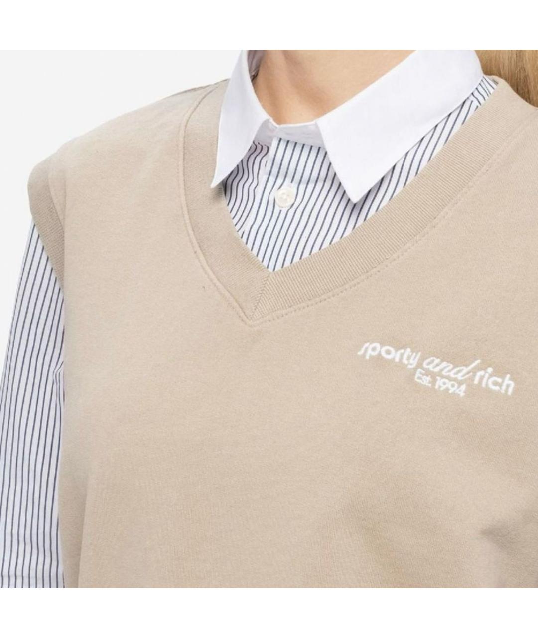 SPORTY AND RICH Бежевая хлопковая жилетка, фото 6