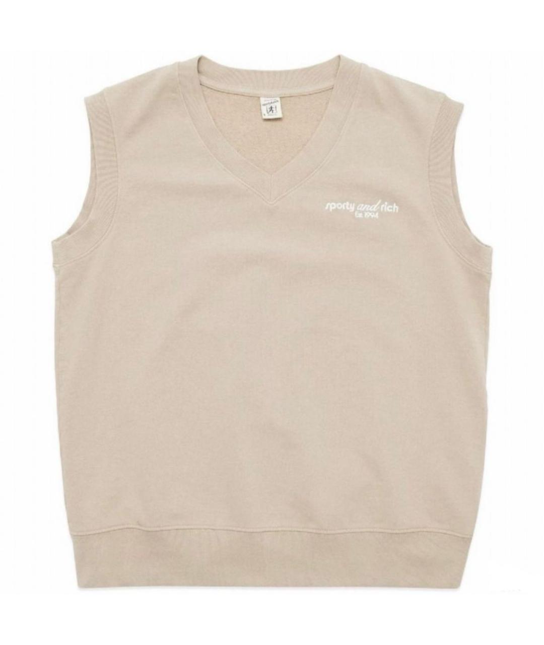 SPORTY AND RICH Бежевая хлопковая жилетка, фото 9