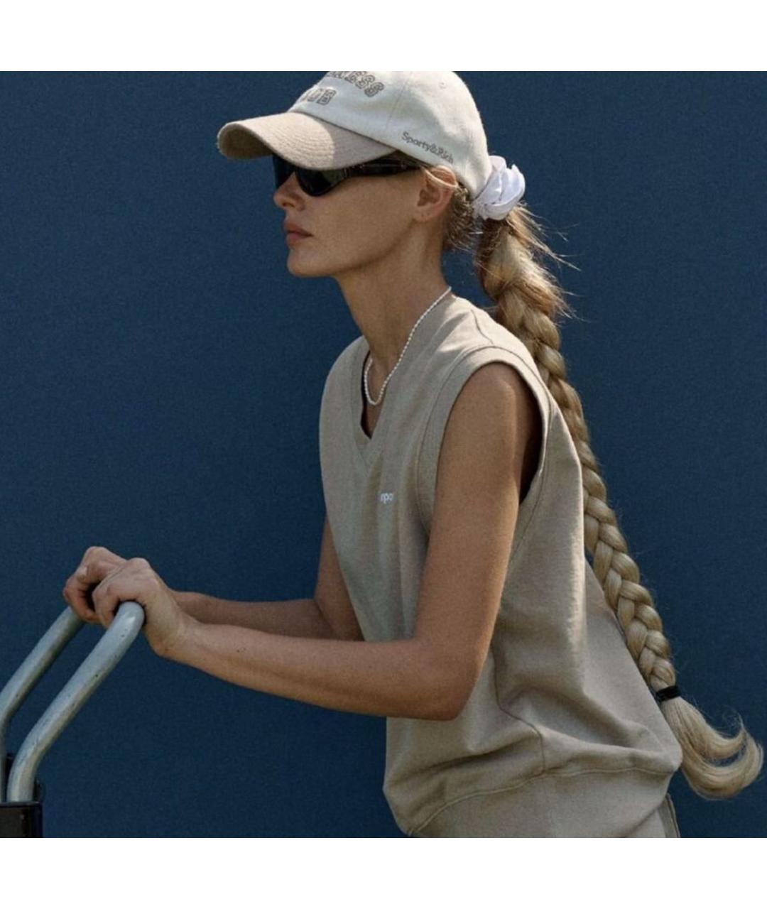 SPORTY AND RICH Бежевая хлопковая жилетка, фото 2