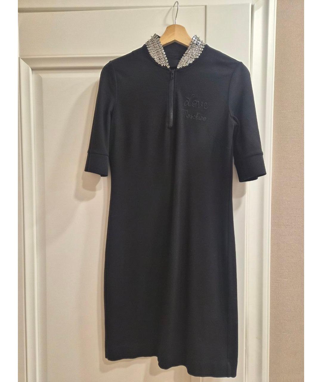 LOVE MOSCHINO Черное хлопковое коктейльное платье, фото 5