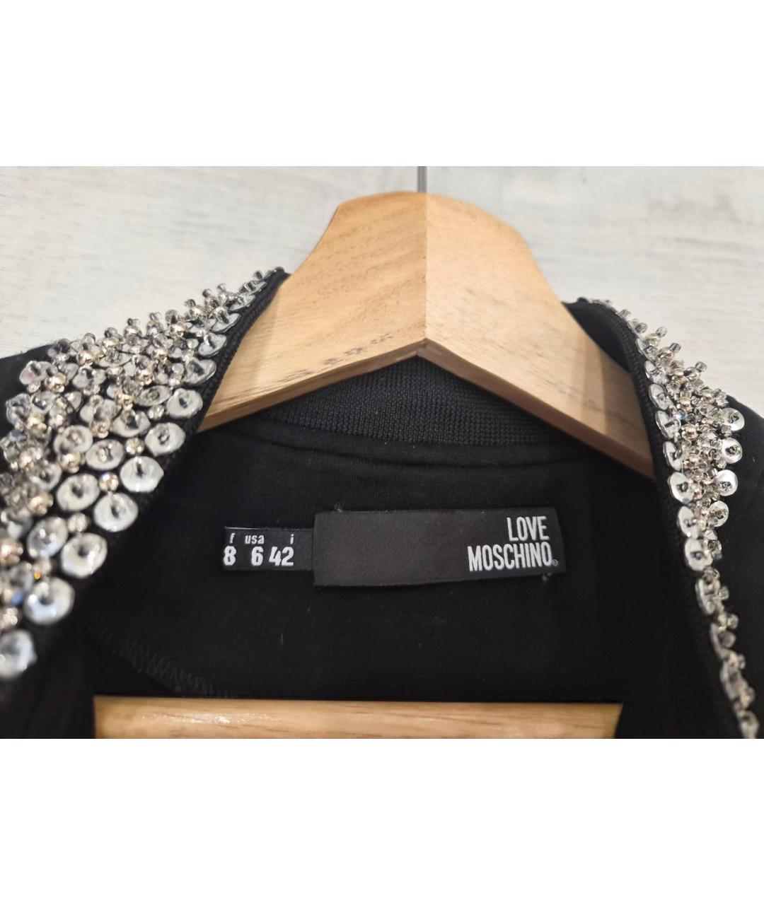 LOVE MOSCHINO Черное хлопковое коктейльное платье, фото 4