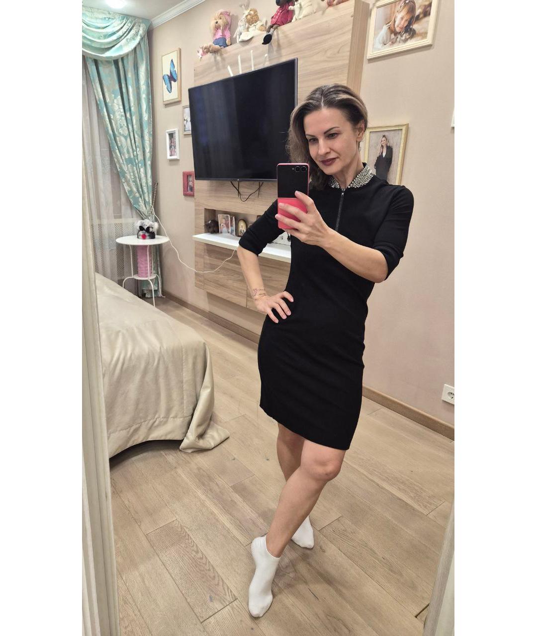 LOVE MOSCHINO Черное хлопковое коктейльное платье, фото 2