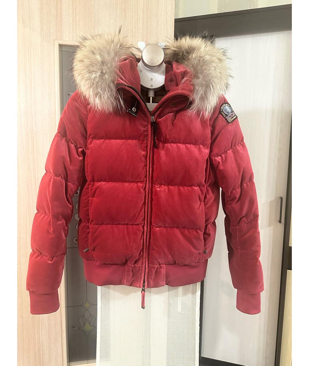 PARAJUMPERS Красный велюровый пуховик, фото 9