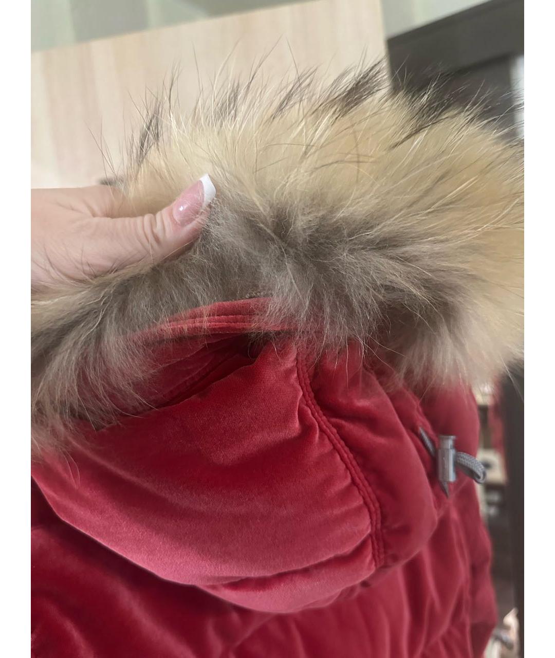 PARAJUMPERS Красный велюровый пуховик, фото 8