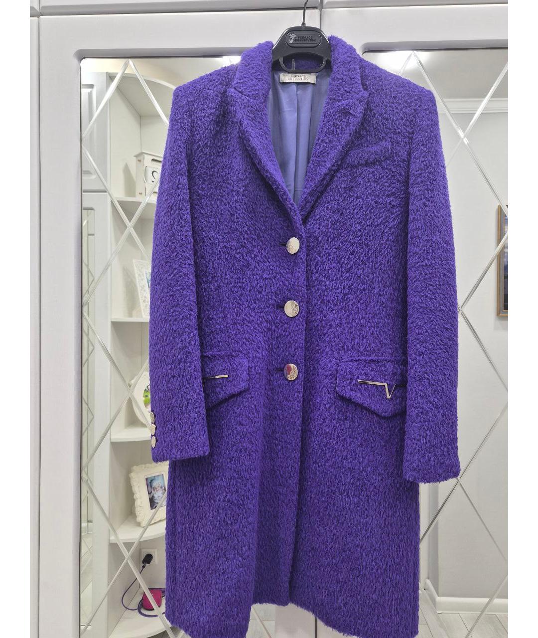 VERSACE COLLECTION Фиолетовое меховое пальто, фото 5