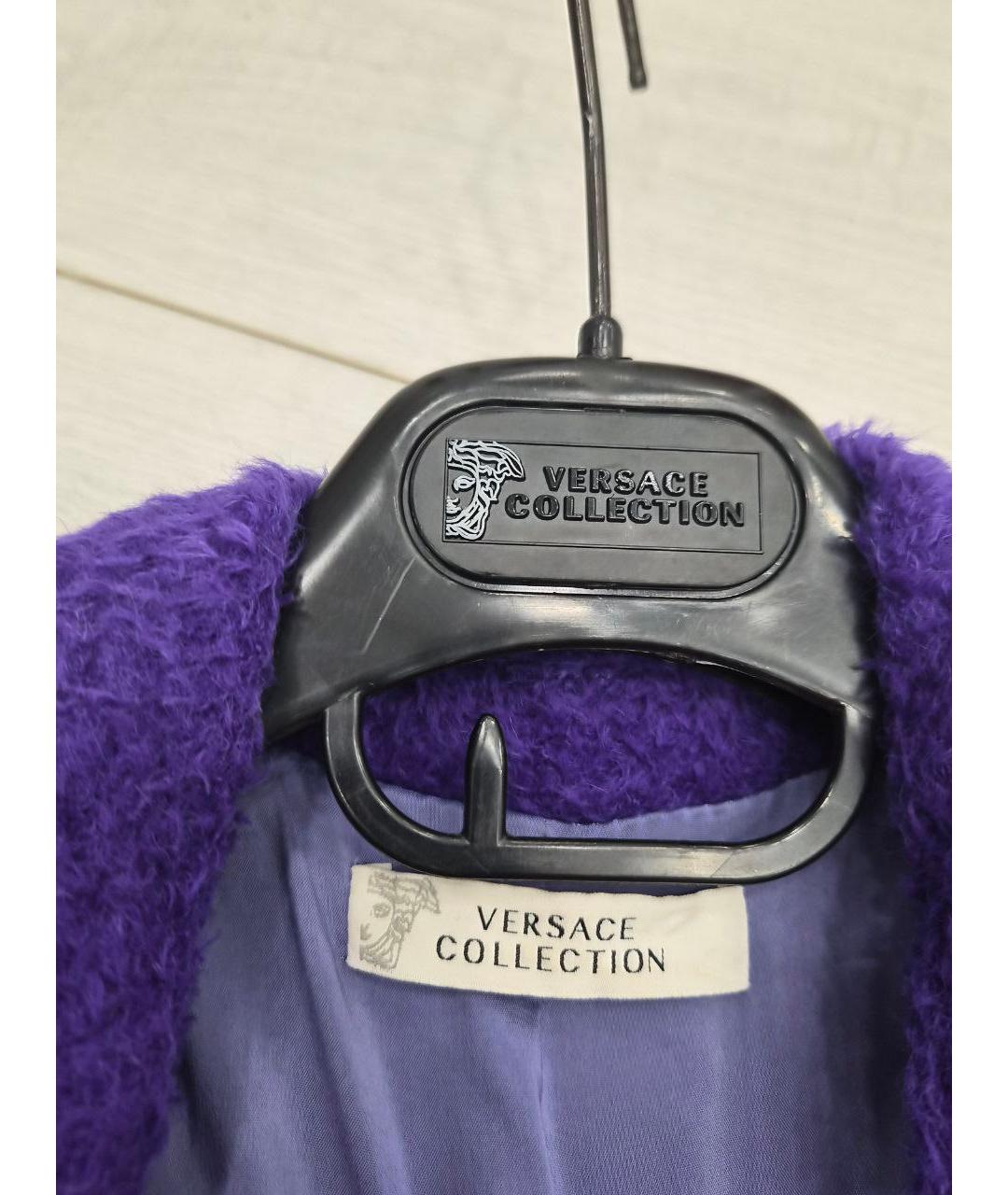 VERSACE COLLECTION Фиолетовое меховое пальто, фото 4