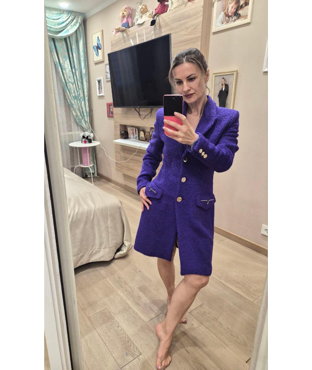 VERSACE COLLECTION Фиолетовое меховое пальто, фото 2