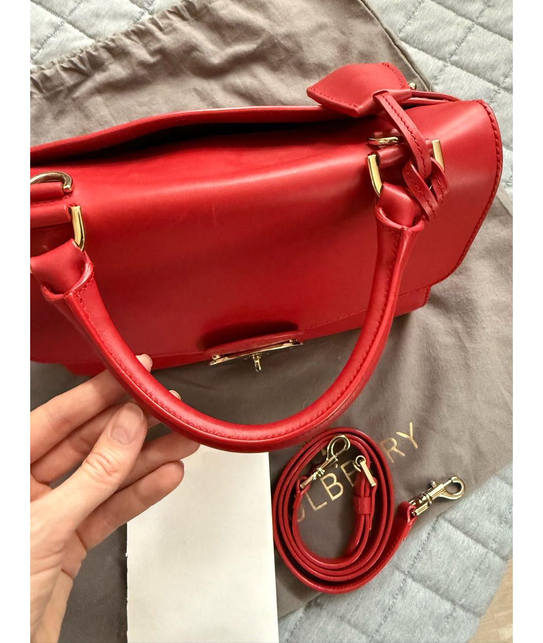 MULBERRY Красная кожаная сумка через плечо, фото 3