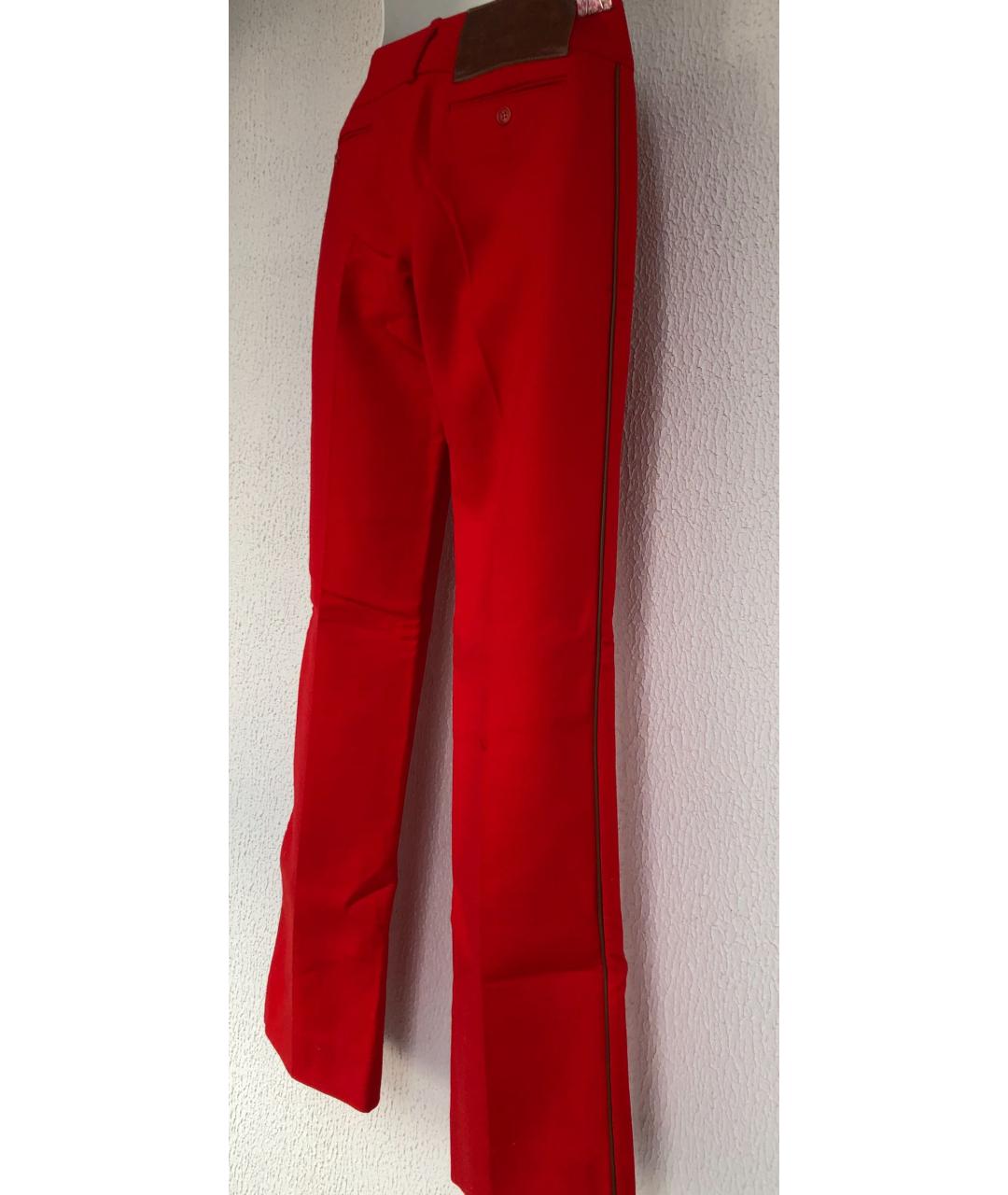 DOLCE&GABBANA Красные шерстяные прямые брюки, фото 2