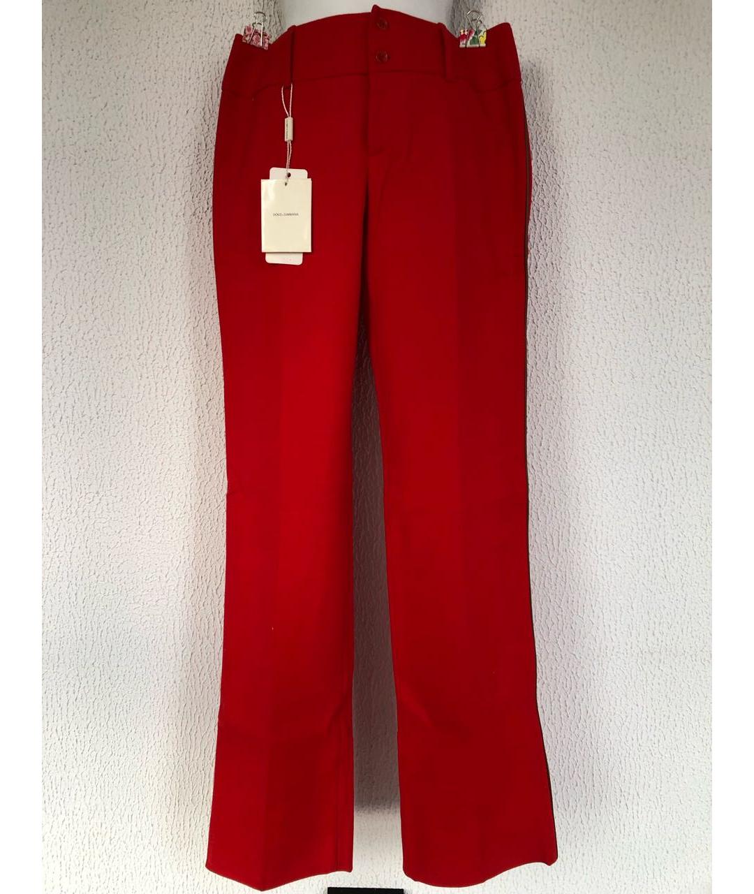 DOLCE&GABBANA Красные шерстяные прямые брюки, фото 9