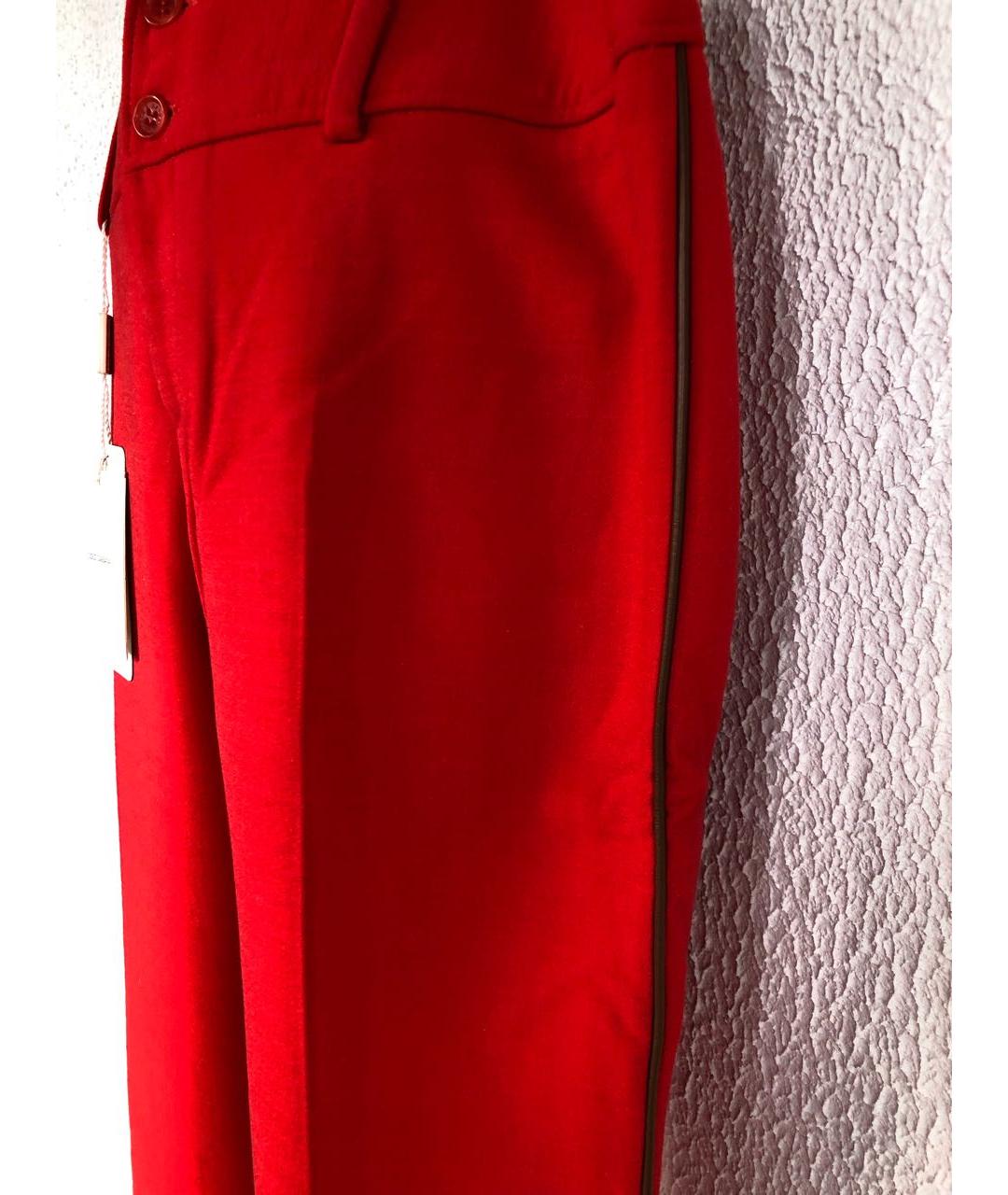 DOLCE&GABBANA Красные шерстяные прямые брюки, фото 8