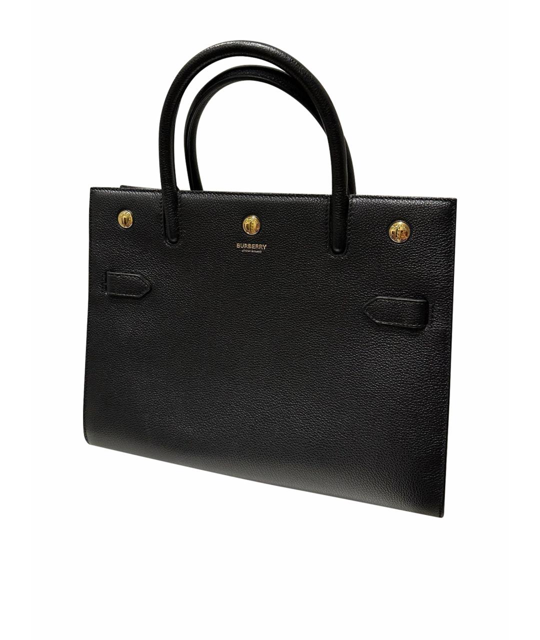 BURBERRY Черная кожаная сумка тоут, фото 1