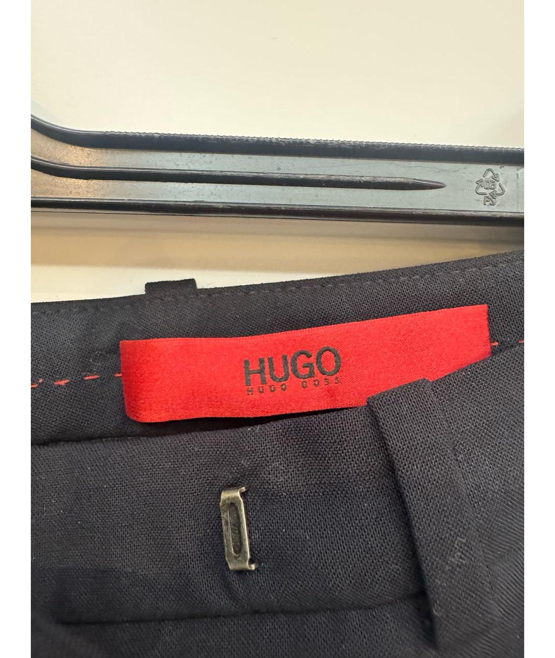 HUGO BOSS Темно-синие хлопковые прямые брюки, фото 3
